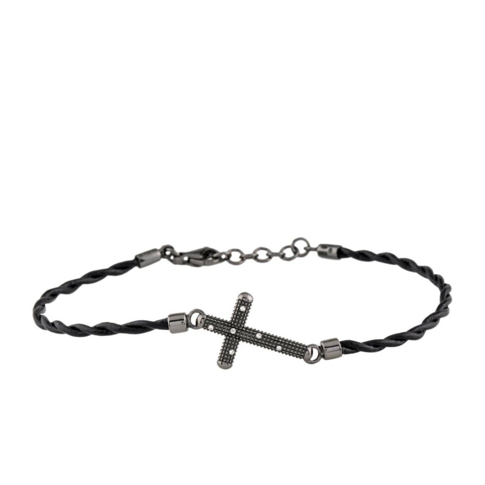 DAMIANI 18K WHITE GOLD BLACK RHODIUM PLATED DIAMOND CORD BRACELET